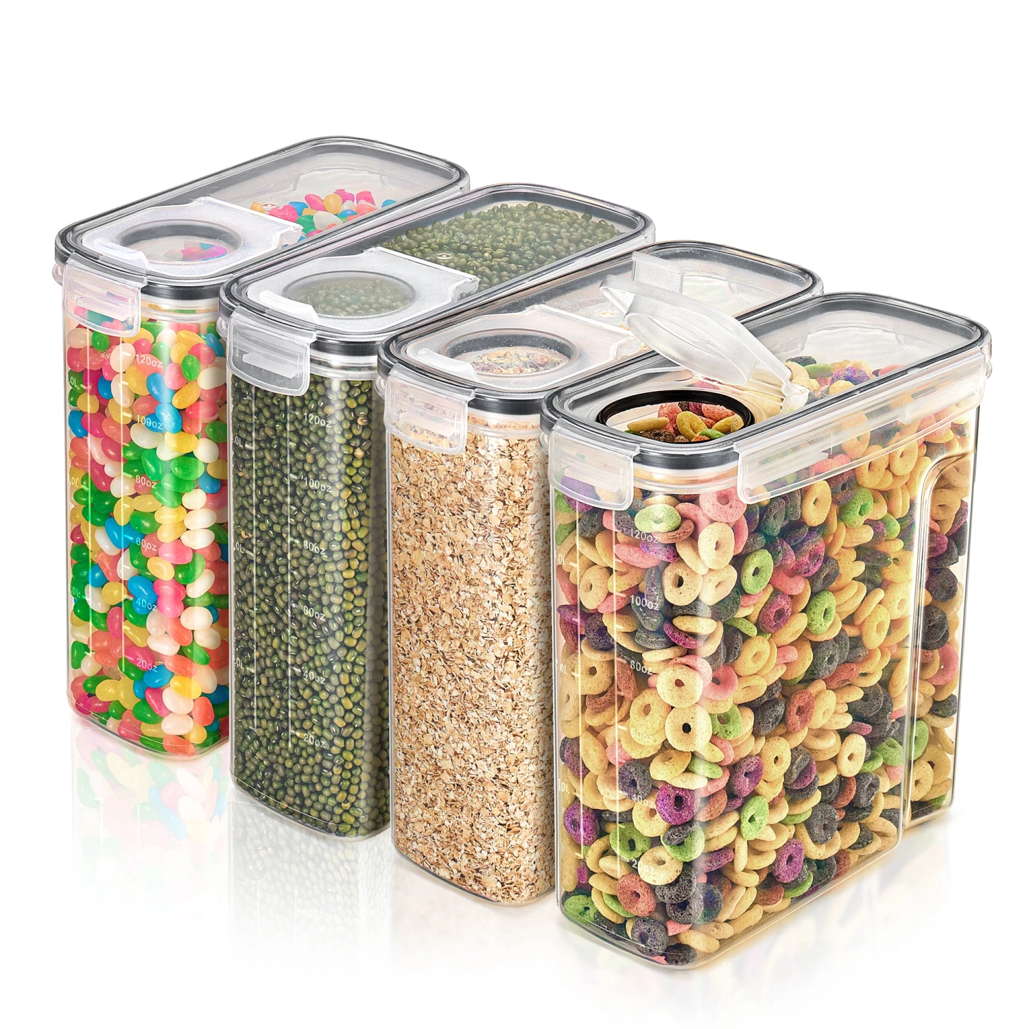 Tall Narrow Food Dispenser Containers (Set Of 4) 3 Tall Narrow Food Dispenser Containers (Set Of 4)
