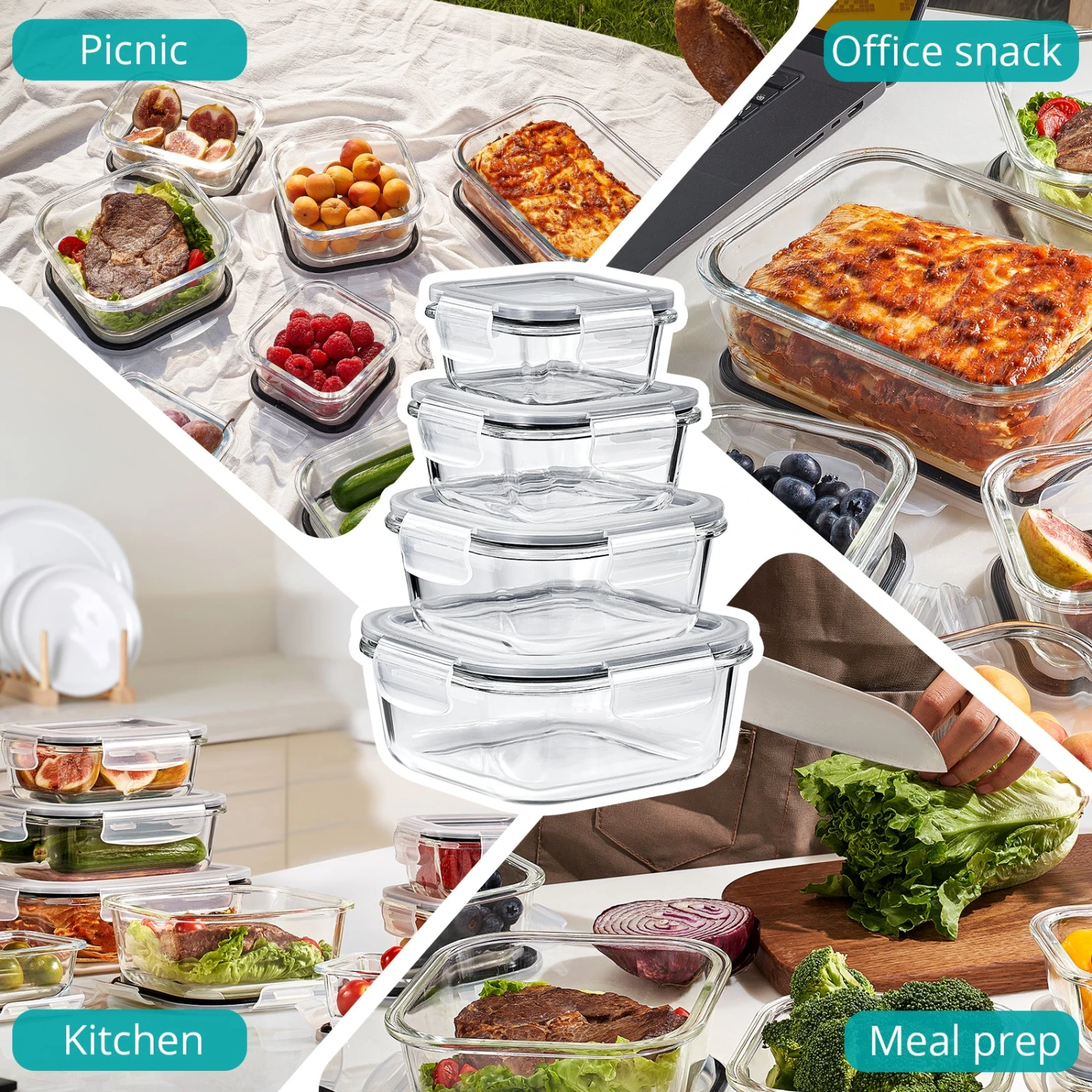 Glass Food Storage Containers With Lids (16 Pcs) 9 Glass Food Storage Containers With Lids (16 Pcs) - Image 7