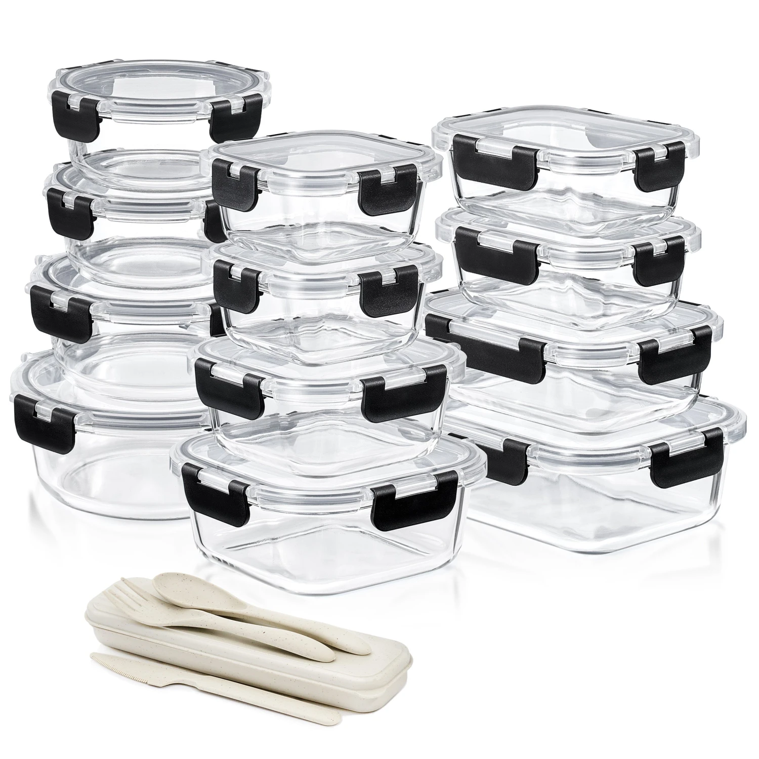 Glass Food Storage Airtight Containers With Lids (24 Pcs) 10 Glass Food Storage Airtight Containers With Lids (24 Pcs) - Image 8