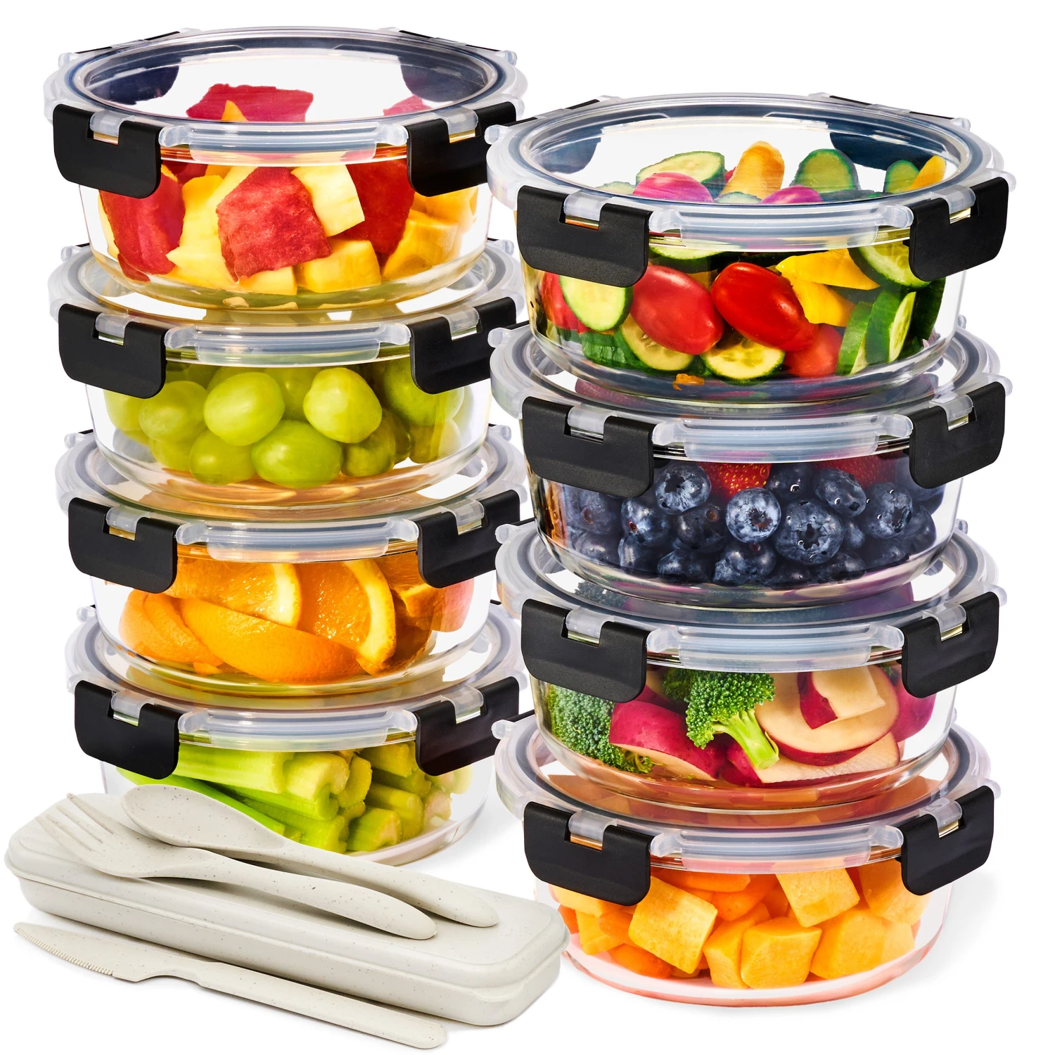 Glass Round Food Containers With Airtight Lids (8 Pack) 10 Glass Round Food Containers With Airtight Lids (8 Pack) - Image 8
