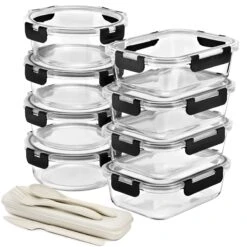 Glass Meal Prep Containers Airtight Lids Mix Shape (Set Of 8) 30 Glass Meal Prep Containers Airtight Lids Mix Shape (Set Of 8) -Sorbus Decor Shop 9 6d23d3b7 f0ac 46fd 8ed3 b5f2da9950d4