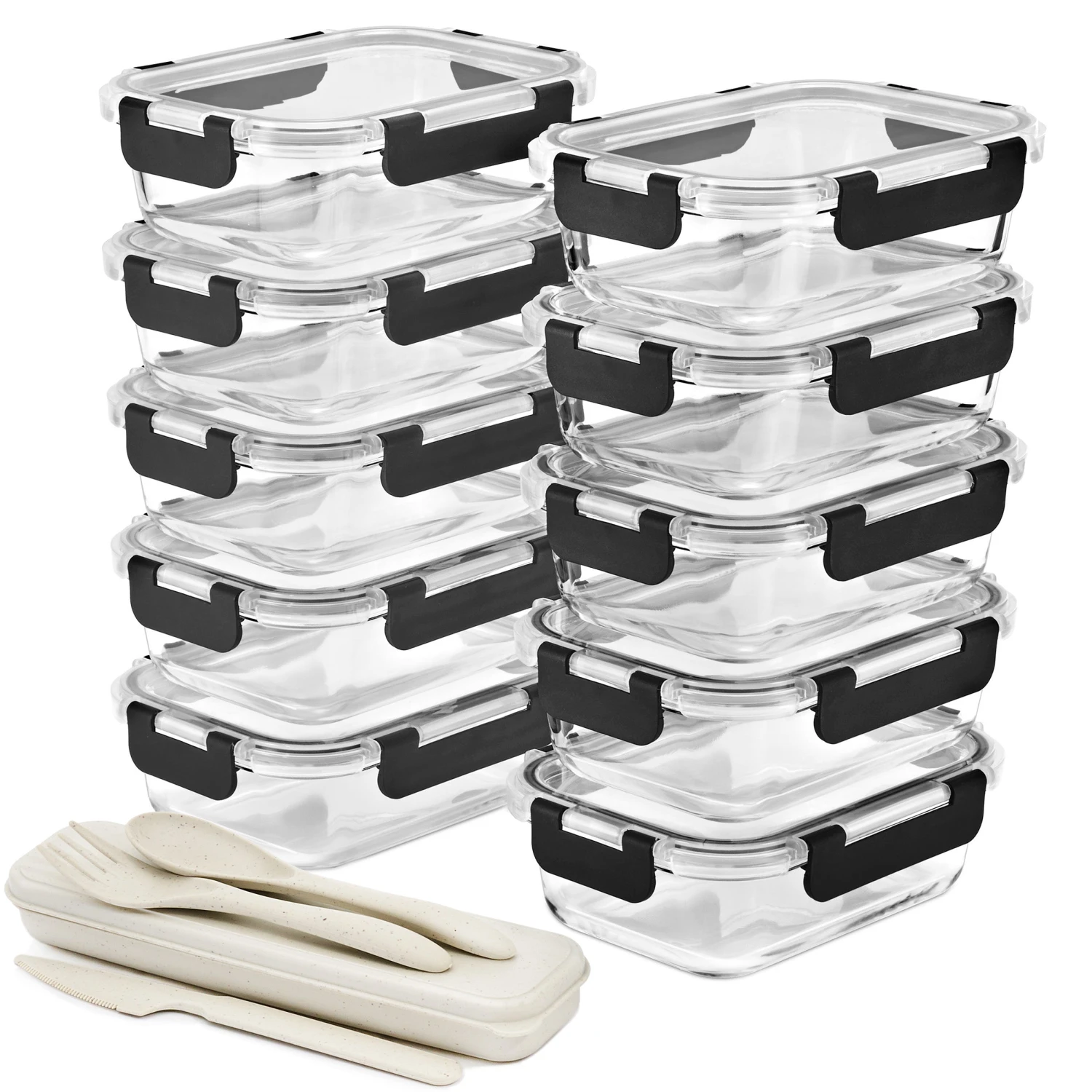 Rectangular Glass Meal Prep Containers Airtight Lids (Set Of 10) 11 Rectangular Glass Meal Prep Containers Airtight Lids (Set Of 10) - Image 9