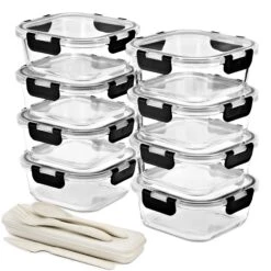 Square Glass Meal Prep Containers Airtight Lids (Set Of 8) 30 Square Glass Meal Prep Containers Airtight Lids (Set Of 8) -Sorbus Decor Shop 9 7ad9981c 2a40 44ca b3a6 9db27e32b850