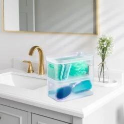 Storage Organizer Bin Frosted Set With Lids (2 Pack) -Sorbus Decor Shop BR STK4 LS BATHROOM