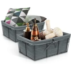 Wire Basket With Liner Set (Set Of 2)