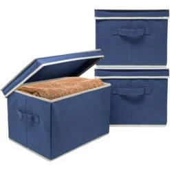 Storage Box Bins With Lid (Set Of 3) 28 Storage Box Bins With Lid (Set Of 3) -Sorbus Decor Shop BSKTBX Blue 1