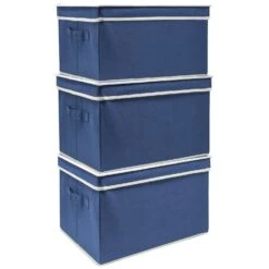 Storage Box Bins With Lid (Set Of 3) 32 Storage Box Bins With Lid (Set Of 3) -Sorbus Decor Shop BSKTBX Blue 5