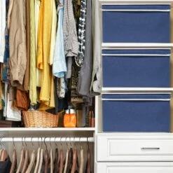 Storage Box Bins With Lid (Set Of 3) 29 Storage Box Bins With Lid (Set Of 3) -Sorbus Decor Shop BSKTBX Blue 8