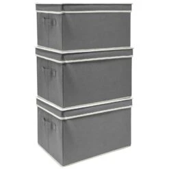 Storage Box Bins With Lid (Set Of 3) 38 Storage Box Bins With Lid (Set Of 3) -Sorbus Decor Shop BSKTBX Gray 5