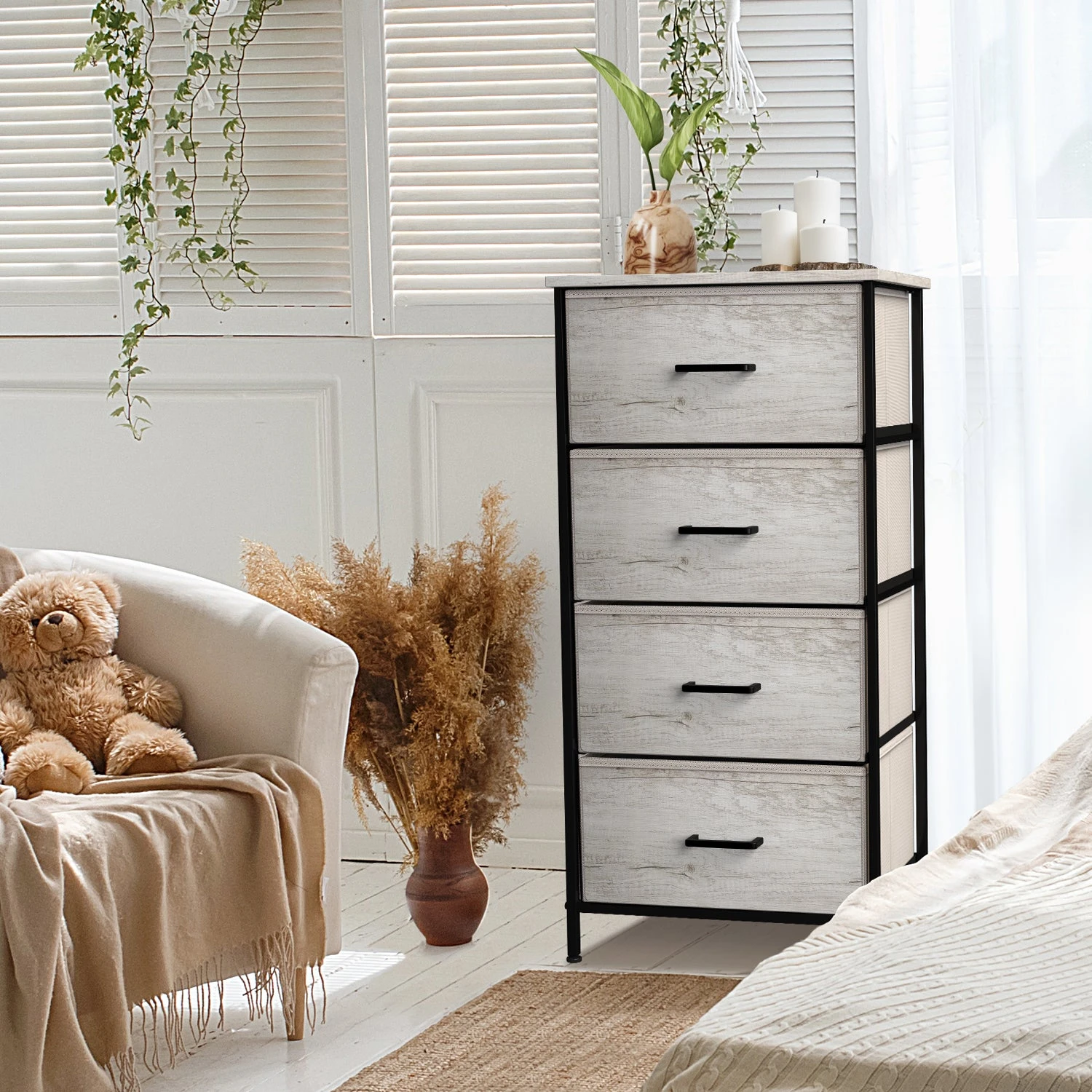 4 Drawer Vertical Short Nightstand 3 4 Drawer Vertical Short Nightstand - Image 2