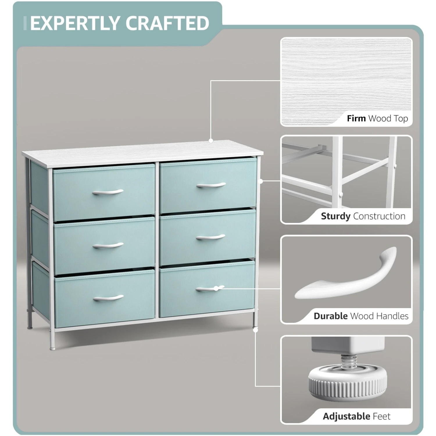 6 Drawer Fabric Dresser 6 6 Drawer Fabric Dresser - Image 4
