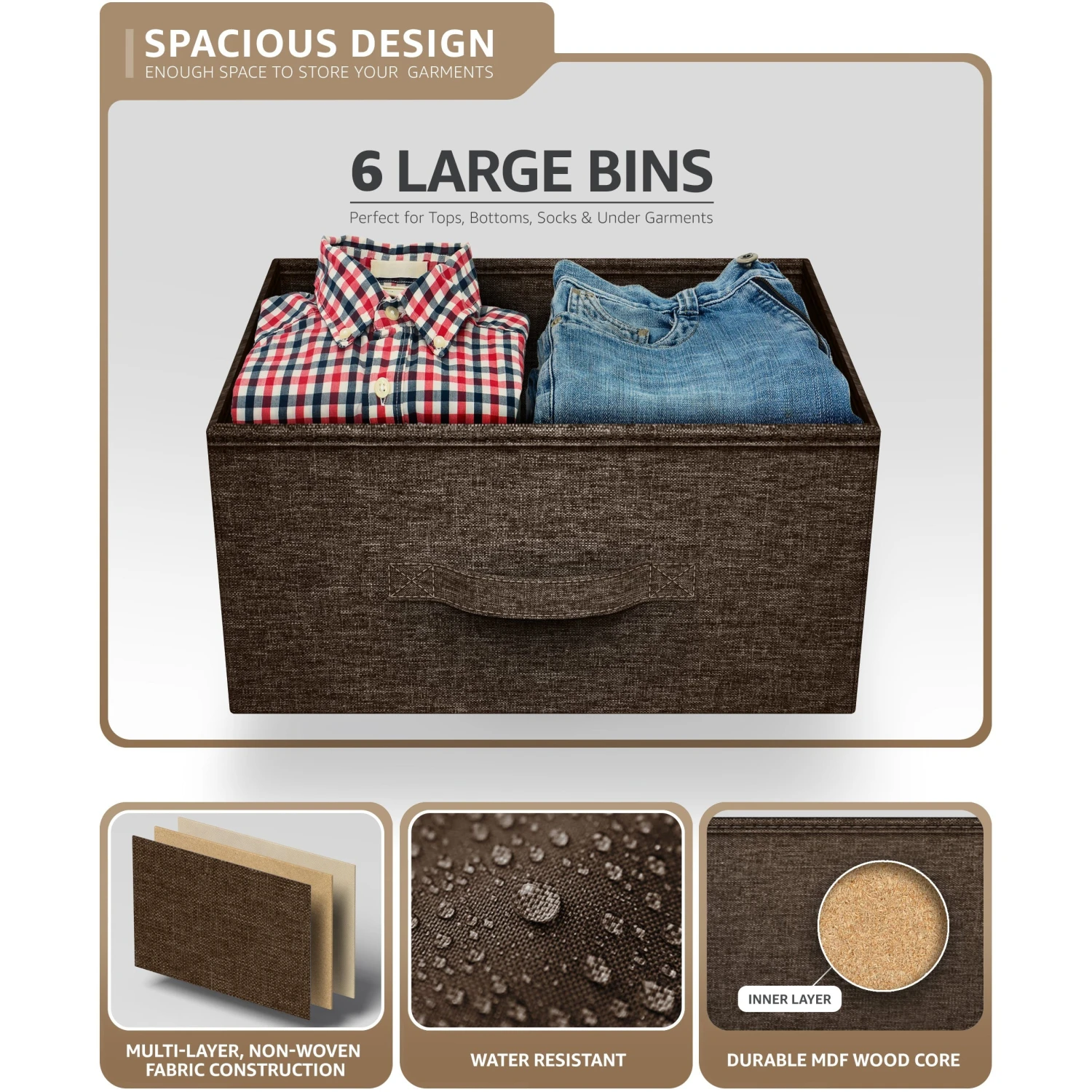 6 Drawer Dresser (Wood Top) 6 6 Drawer Dresser (Wood Top) - Image 4