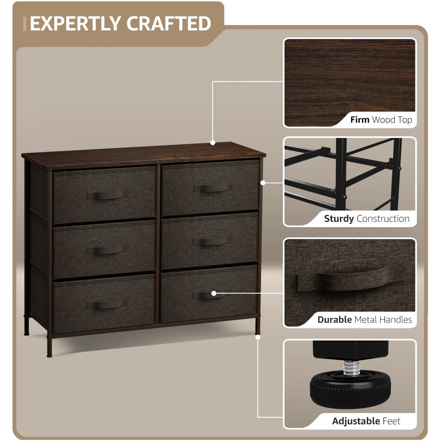 6 Drawer Dresser (Wood Top) 7 6 Drawer Dresser (Wood Top) - Image 5