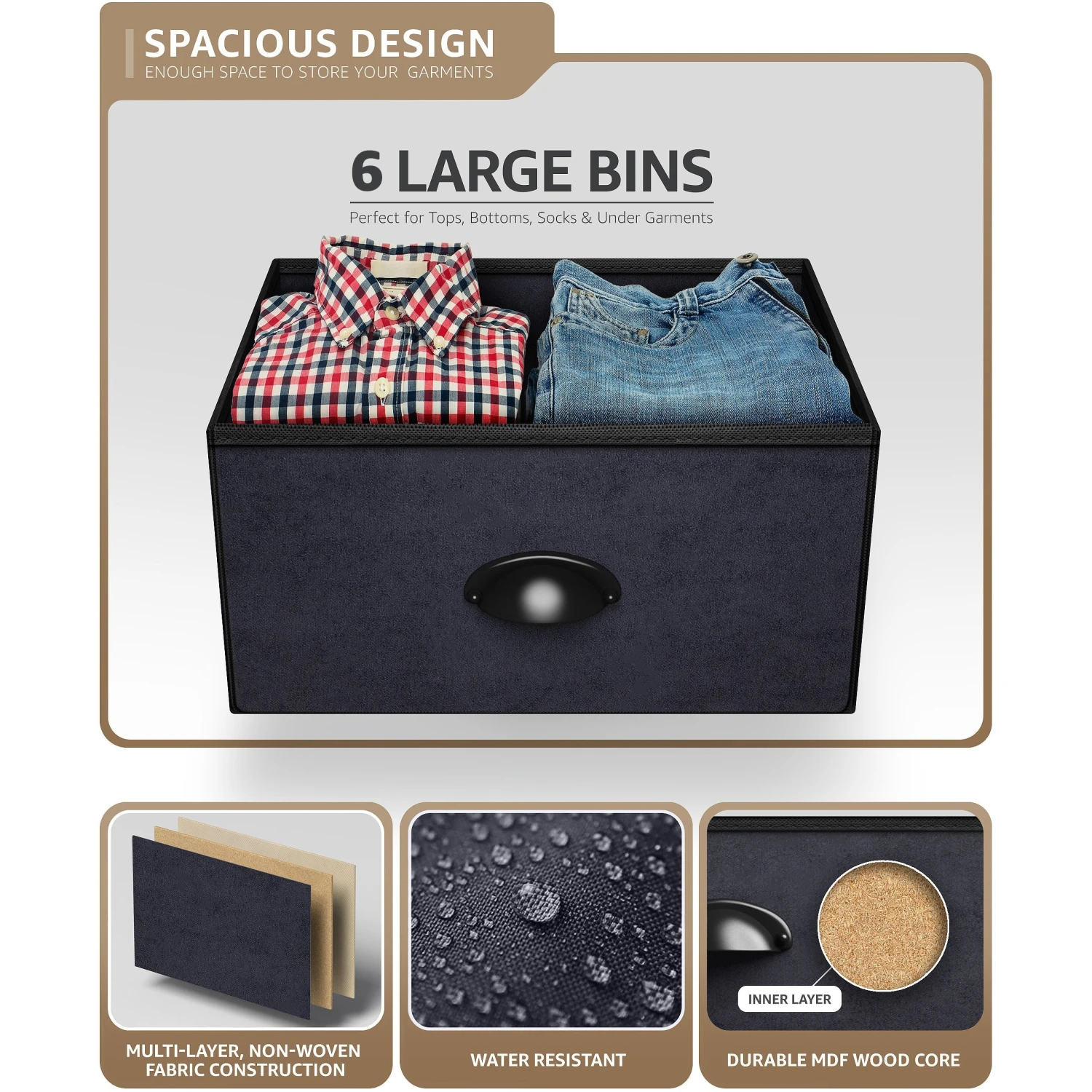 6 Drawer Dresser (Wood Top) 4 6 Drawer Dresser (Wood Top) - Image 2