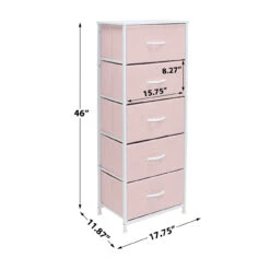 5 Drawer Tower Nightstand -Sorbus Decor Shop DRW TL5 PI Measurements