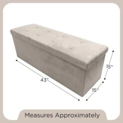 Faux Suede Storage Bench (Large) -Sorbus Decor Shop Dimensions