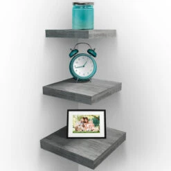Solid Square Floating Shelves (Set Of 3) -Sorbus Decor Shop Gray NEW1