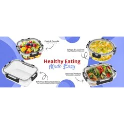 Square Glass Meal Prep Containers Airtight Lids (Set Of 8) 32 Square Glass Meal Prep Containers Airtight Lids (Set Of 8) -Sorbus Decor Shop HEALTHYEATINGEBC1440 f9e4bdd7 3040 422b b25b e6a1a1ee9d34