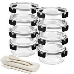 Glass Round Food Containers With Airtight Lids (8 Pack) 33 Glass Round Food Containers With Airtight Lids (8 Pack) -Sorbus Decor Shop R SC R08 MAINEMPTY