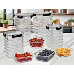 Square Glass Meal Prep Containers Airtight Lids (Set Of 8) 33 Square Glass Meal Prep Containers Airtight Lids (Set Of 8) -Sorbus Decor Shop SC 600X450