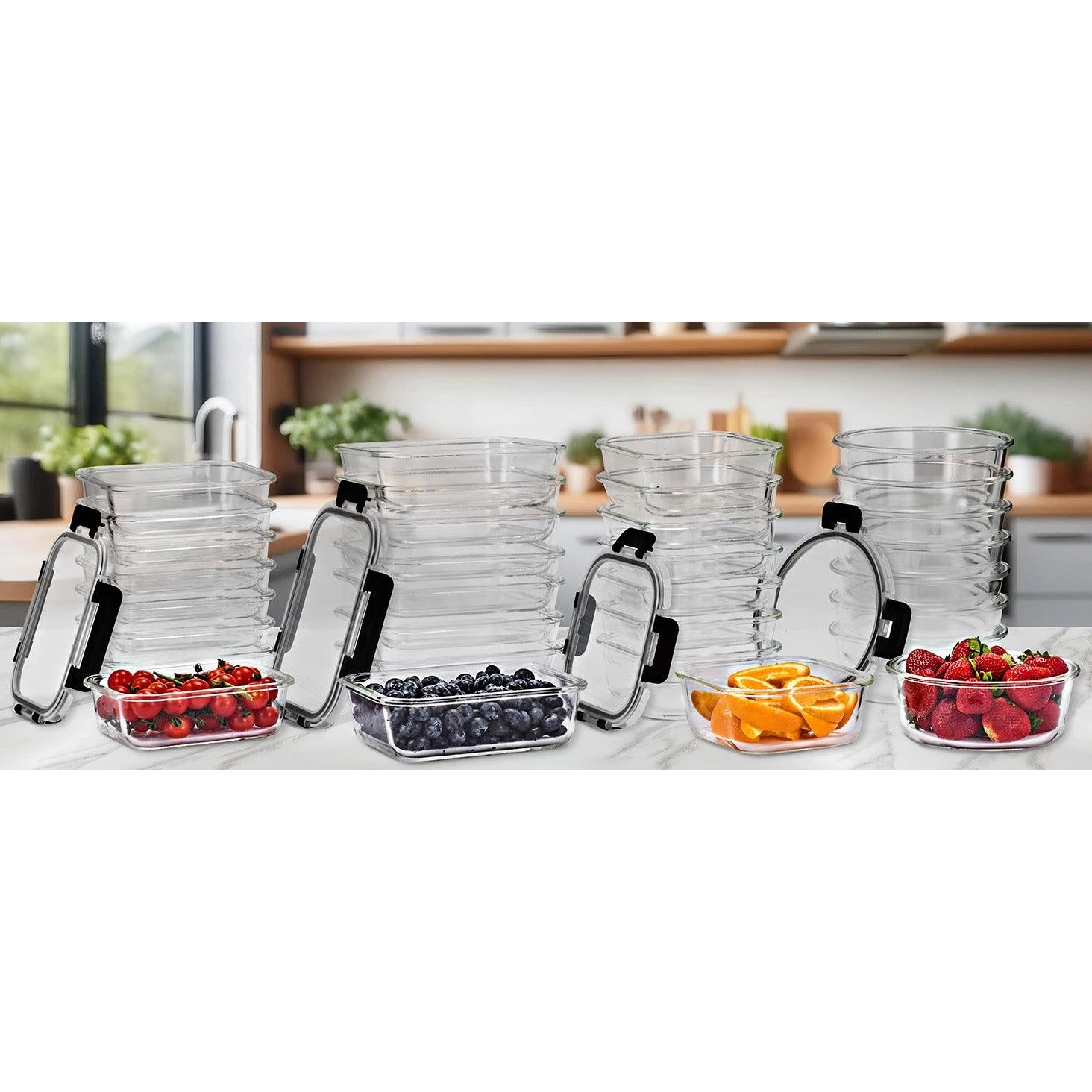 Glass Meal Prep Containers Airtight Lids Mix Shape (Set Of 8) 21 Glass Meal Prep Containers Airtight Lids Mix Shape (Set Of 8) - Image 19