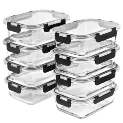 Rectangular Glass Meal Prep Containers Airtight (Set Of 8) -Sorbus Decor Shop SC RT8 MAINEMPTY