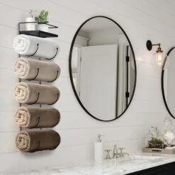 Wall Mounted Towel Rack With Shelf 27 Wall Mounted Towel Rack With Shelf -Sorbus Decor Shop TWL RCKW BLK 5 Closer