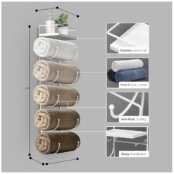 Wall Mounted Towel Rack With Shelf 34 Wall Mounted Towel Rack With Shelf -Sorbus Decor Shop TWL RCKW WHT 9