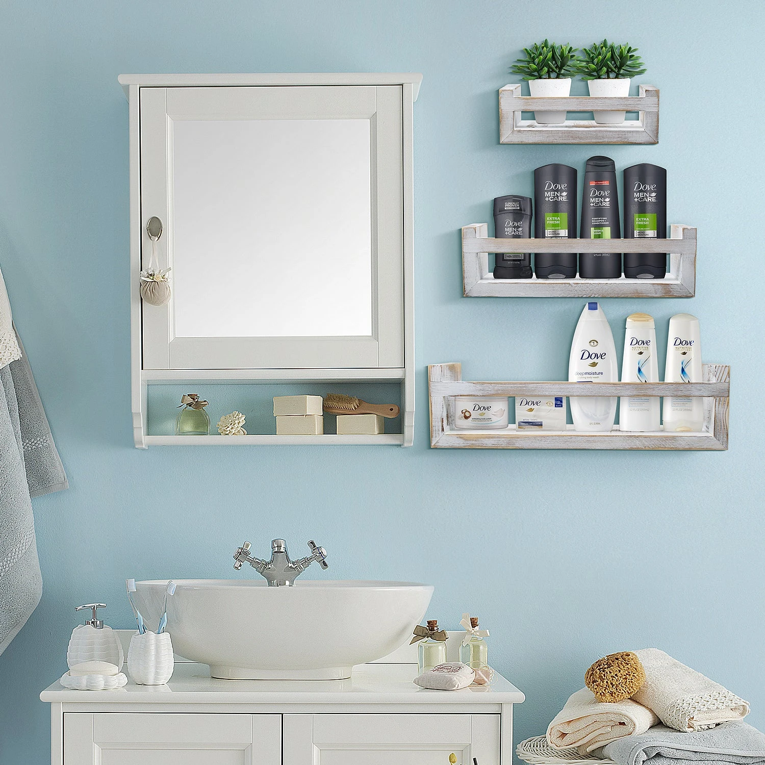 Farmhouse Floating Ledge Shelves (Set Of 3) 4 Farmhouse Floating Ledge Shelves (Set Of 3) - Image 2