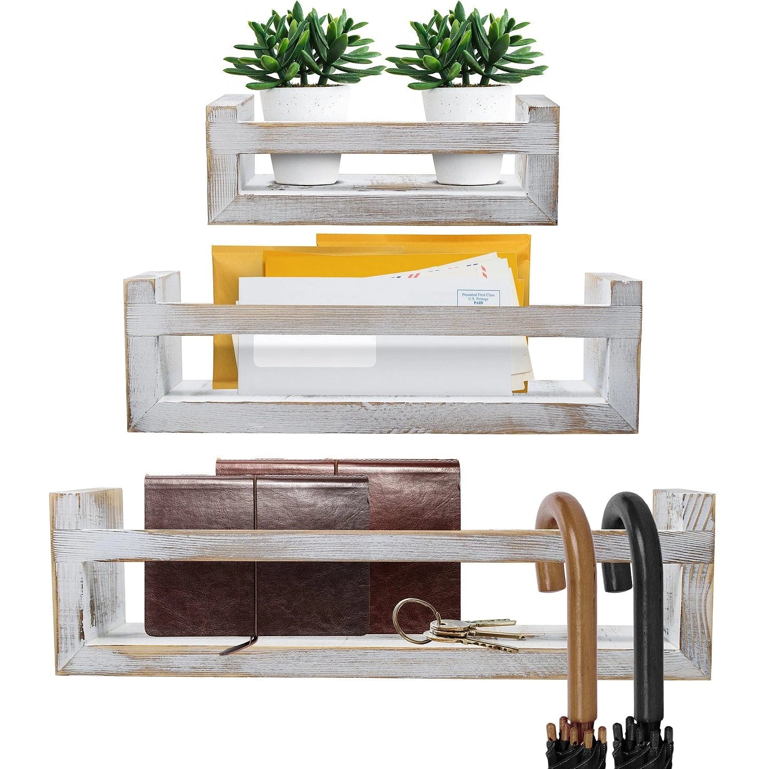Farmhouse Floating Ledge Shelves (Set Of 3) 3 Farmhouse Floating Ledge Shelves (Set Of 3)