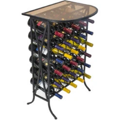 30 Bottle Wine Stand (Glass Top) -Sorbus Decor Shop WN TBL30 Web Main