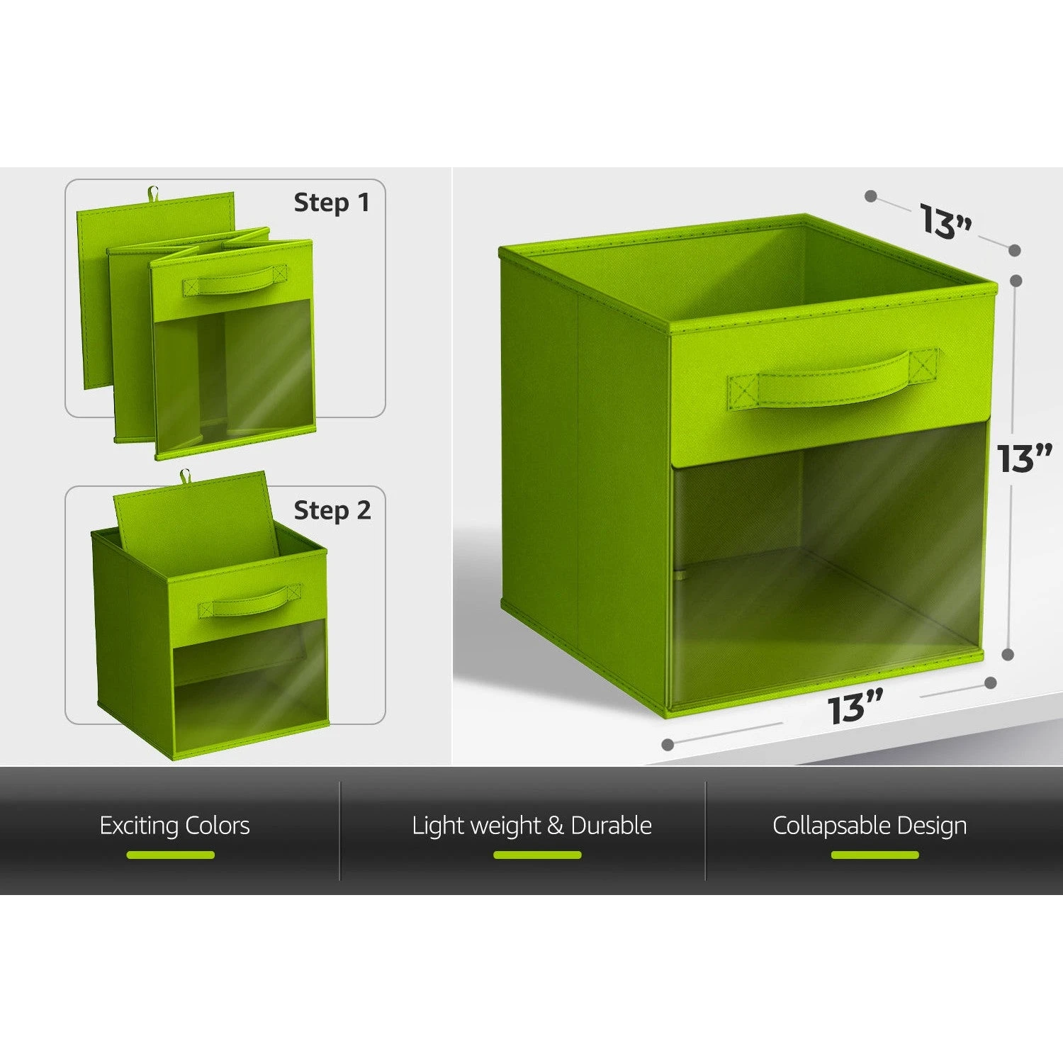 13" Large Cube Storage Bins With Windows (6 Pack Multi) 12 13" Large Cube Storage Bins With Windows (6 Pack Multi) - Image 10