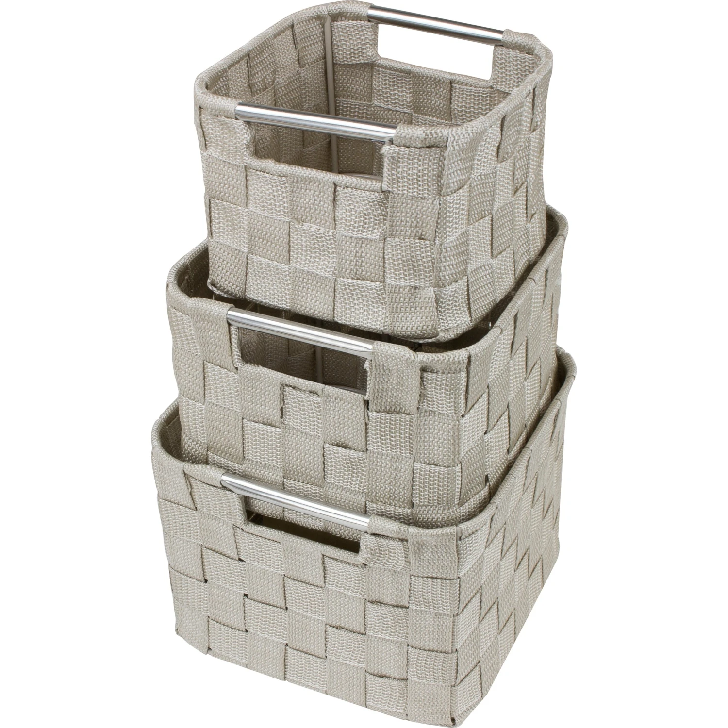 Double Woven Basket Bin Set (3 Pc) 3 Double Woven Basket Bin Set (3 Pc)