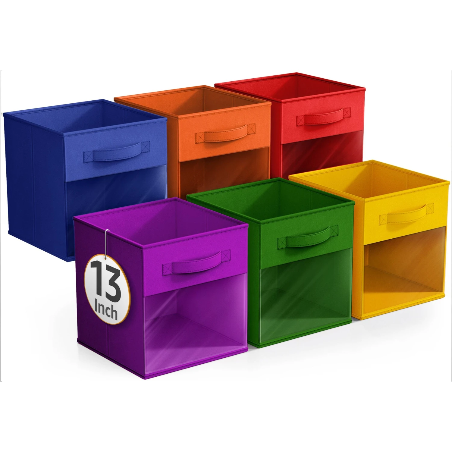 13" Large Cube Storage Bins With Windows (6 Pack Multi) 16 13" Large Cube Storage Bins With Windows (6 Pack Multi) - Image 14
