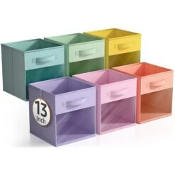 13" Large Cube Storage Bins With Window (6 Pack, Pastel) 28 13" Large Cube Storage Bins With Window (6 Pack, Pastel) -Sorbus Decor Shop mainab d9879aac 9d48 45c0 b2dd 2ec56249f68f